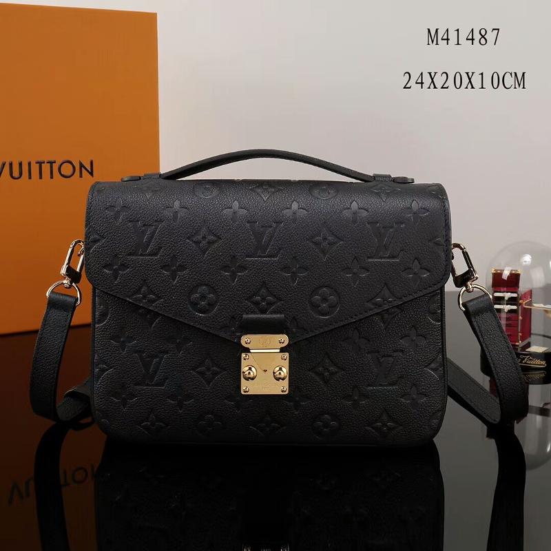 LV Shoulder Handbags M41487 Full Leather Black